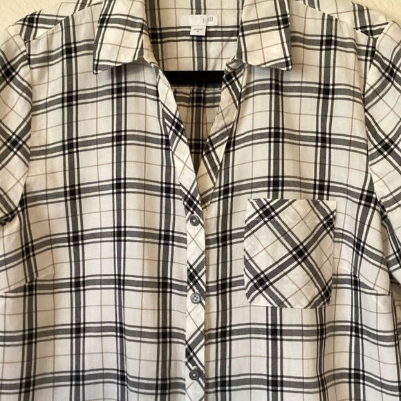 J. Jill Windowpane Plaid Lagenlook Top Size M - Picture 4 of 14